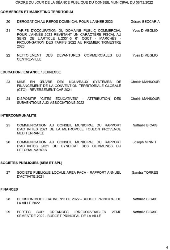 L'Ordre du Jour du 06/12/2022
