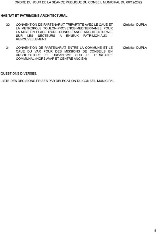L'Ordre du Jour du 06/12/2022