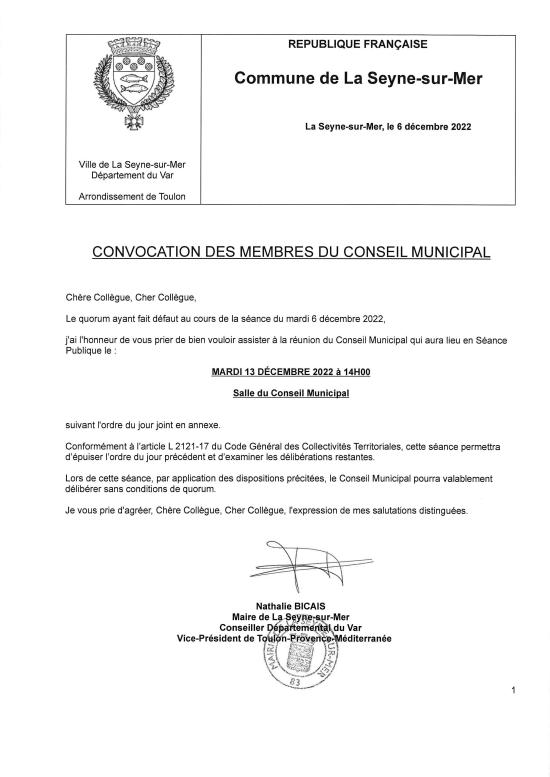 L'Ordre du Jour du 13/12/2022