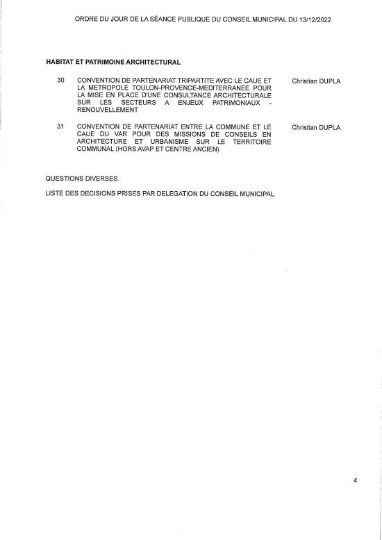 L'Ordre du Jour du 13/12/2022