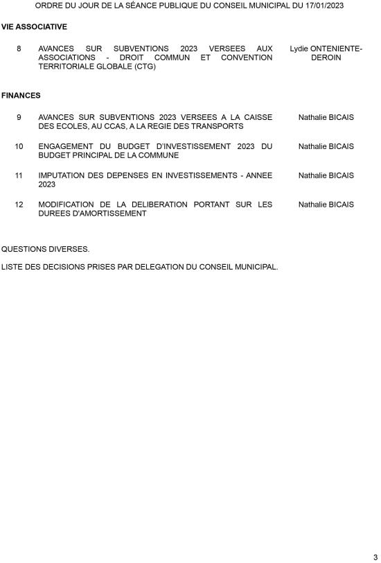 Conseil Municipal du 23/01/2023 à La Seyne