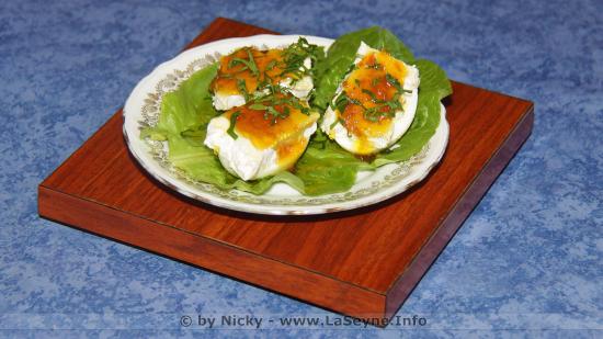 Oeuf dur sur Salade romaine avec Marmelade de Citron sur Camembert cru