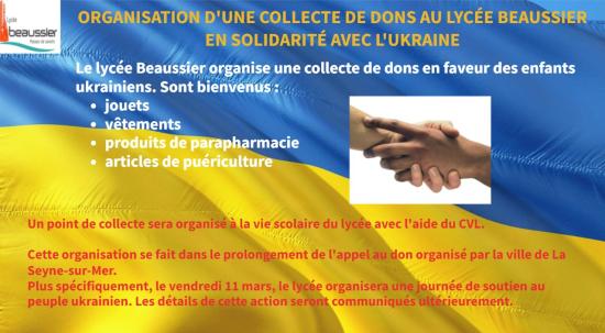 Guerre Ukraine: Le lycée Beaussier organise en collaboration avec la ville de La Seyne-sur-Mer une collecte