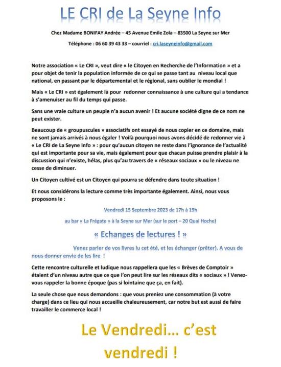 Le Cri de La Seyne Info