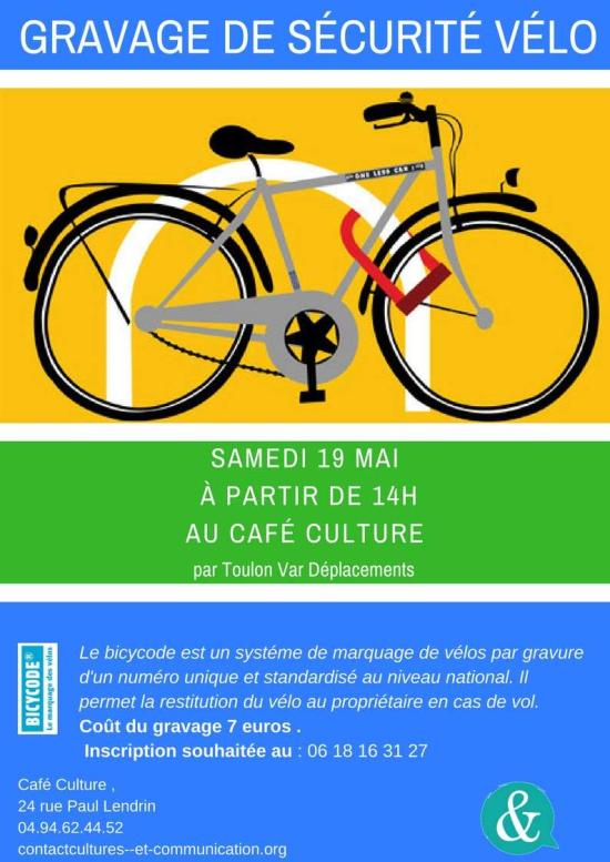 Marquage Bicycode antivol vélo à Toulon le 19-5-2018