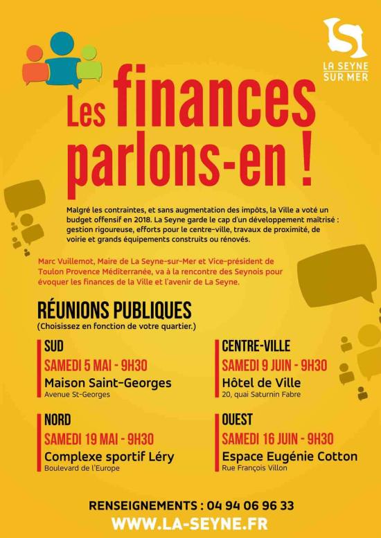 Réunion publique: « Les finances, parlons-en » Samedi 09 juin 2018 à 9h30 à La Seyne