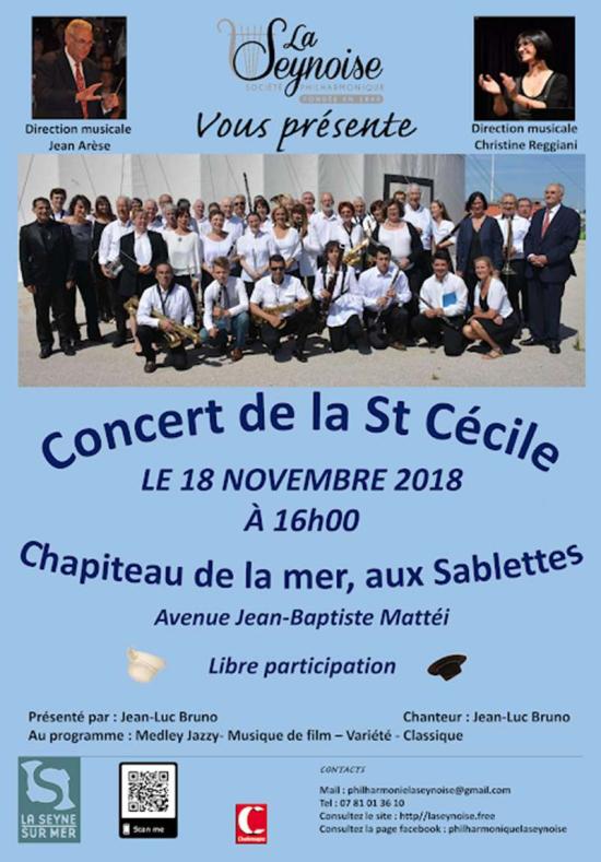 « Concert de la Sainte-Cécile 2018 », le 18 Novembre aux Sablettes