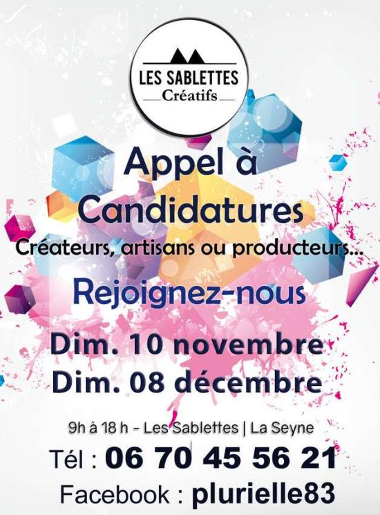 Appel à candidature: Les Sablettes créatifs nov et dec 2019