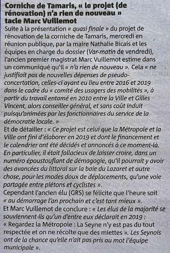 corniche de tamaris ?