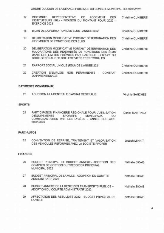 L'Ordre du Jour du Conseil municipal Seynois du Mardi 20/06/2023