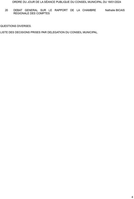 La Seyne sur Mer - conseil municipal du jeudi 18 janvier 2024