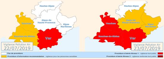 Vigilance Pollution Air: Lundi 22 et Mardi 23/07/2019