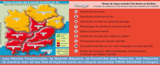 C'est Rouge: La Carte de Réglementation de l'Accès aux Massifs forestiers pour la Journée du Jeudi 05 Septembre 2019