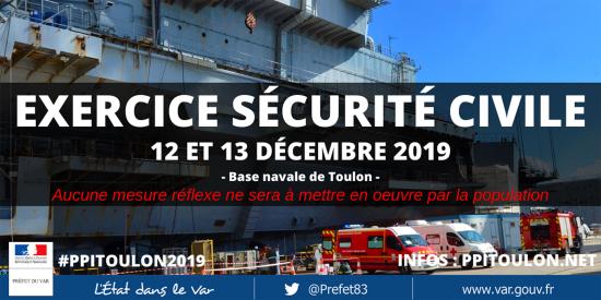 Un Exercice national de Sécurité civile (PPI) les 12 et 13/12/2019 à TOULON