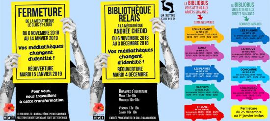 Réaménagement des Médiathèques Seynoises du 06/11/2018 au 15/01/2019, le Service reste assuré