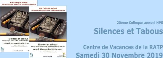 20ème Colloque annuel de l'Association HPS sur le Thème Silences et Tabous: l'Histoire dont on ne parle pas, le 30/11/2019