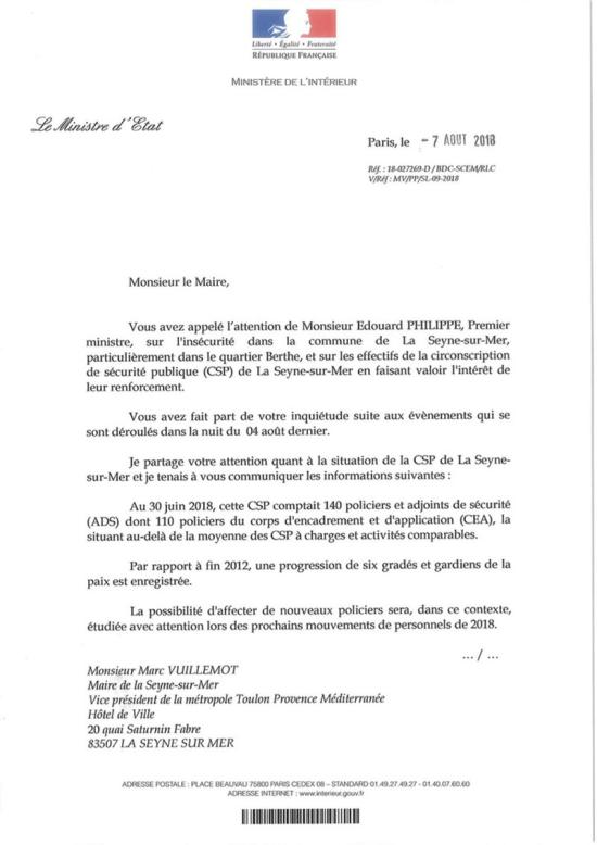 Lettre de Gérard Collomb à Marc Vuillemot