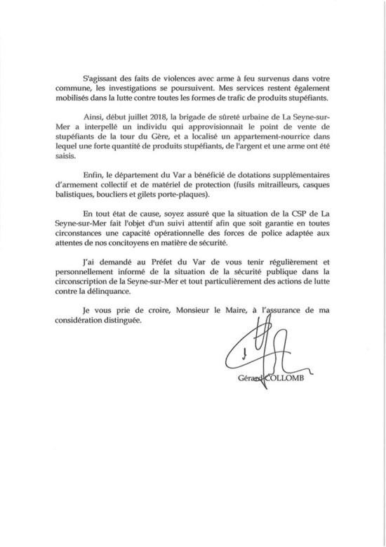 Lettre de Gérard Collomb à Marc Vuillemot