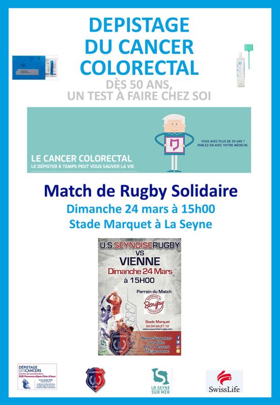 Rugby et Prévention du Cancer colorectal: Mars bleu 2019, le 24 Mars à Marquet