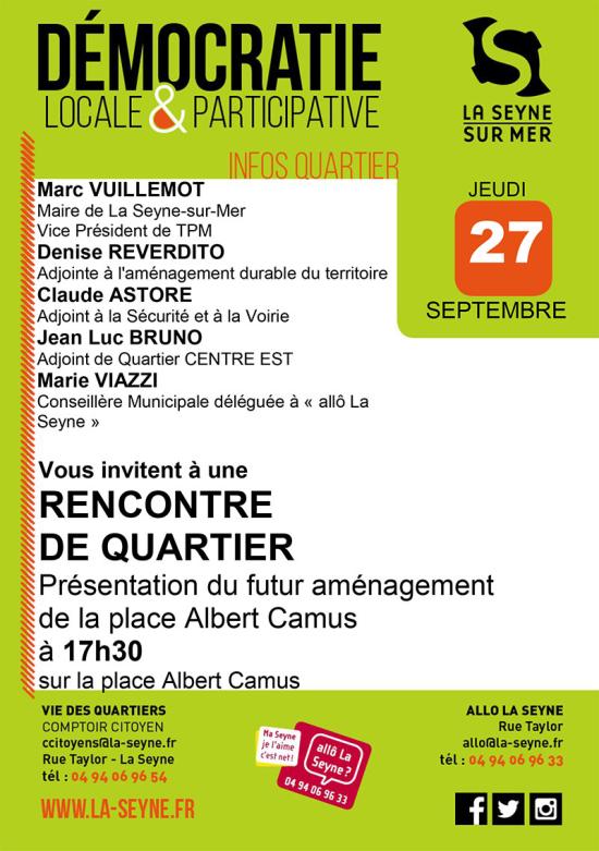 La Seyne : Aménagements et Travaux de la Place Albert Camus: Rencontre 27/09/2018