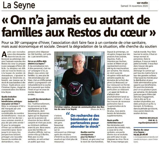 Les Restos du Cœur de La Seyne cherchent des Bénévoles