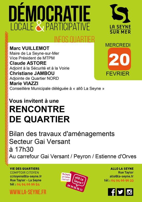 Rencontre de Quartier: Bilan des Travaux d'Aménagement du Secteur Gai Versant