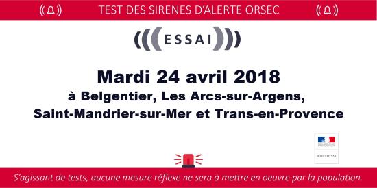 Essais de Sirènes le 24/04/2018