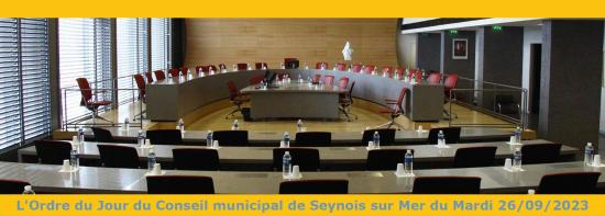L'Ordre du Jour du Conseil municipal Seynois du Mardi 26/09/2023