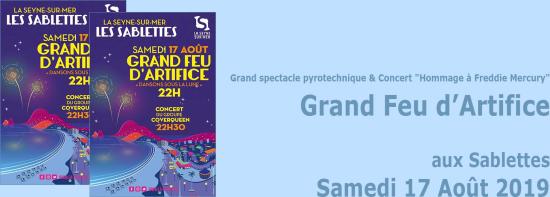 Spectacle pyrotechnique musical et une Spéciale Freddie Mercury, le 17 Août 2019 aux Sablettes