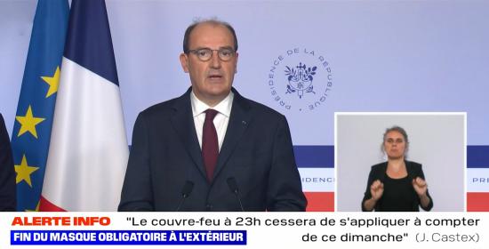 Fin de l'Obligation du Port du Masque en Extérieur, à partir du 17/06/2021 et Couvre-Feu levé dès ce Dimanche