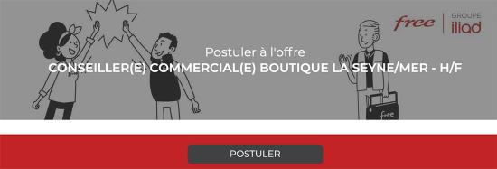 L'Opérateur FREE recrute trois Conseillers commerciaux pour une nouvelle Boutique à la Seyne sur Mer