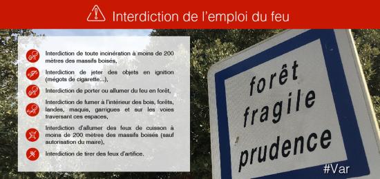 Prolongation de la Période d’Interdiction de l’Emploi du Feu dans le Var jusqu'au 30 Novembre 2017