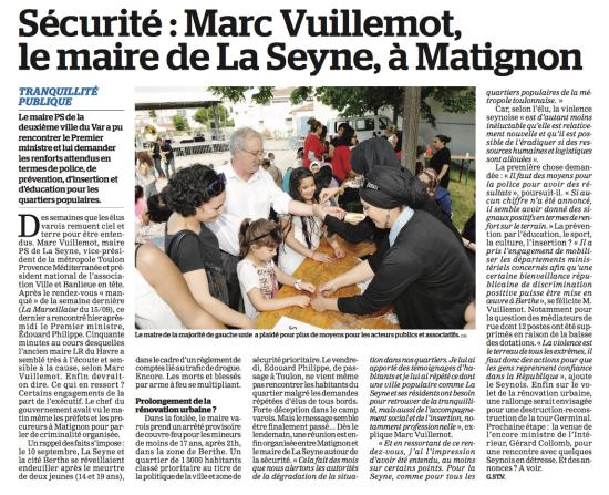 Marc Vuillemot reçu le 18/09/2018 à Matignon par le premier Ministre