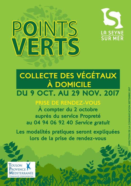 Collecte des Végétaux à Domicile à partir du Lundi 09 Octobre 2017