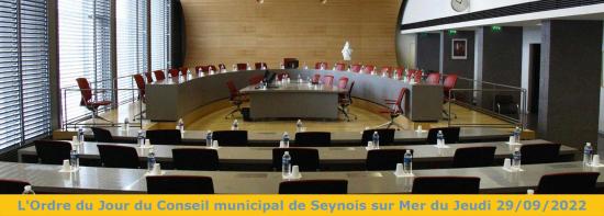 L'Ordre du Jour du Conseil Municipal du Jeudi 29/09/2022