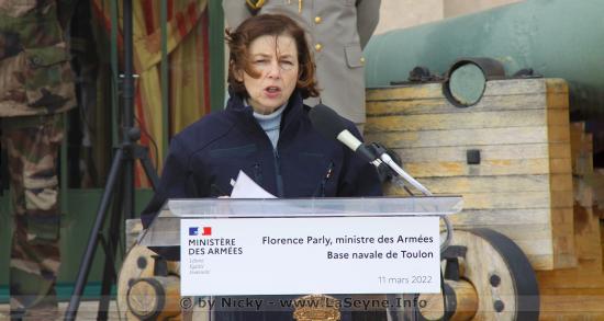 Florence Parly, la Ministre des Armées à la Base navale de Toulon, le 11 Mars 2022 Florence Parly, la Ministre des Armées à la Base navale de Toulon, le 11 Mars 2022