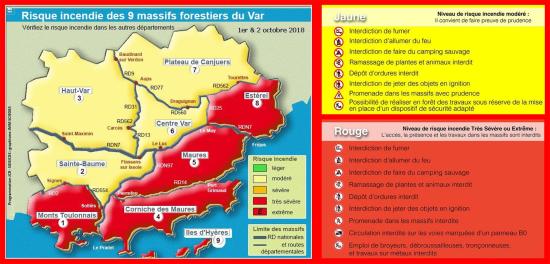 Interdiction de Circulation dans 5 Massifs forestiers du Var les 1er et 02 Octobre 2018 Interdiction de Circulation dans 5 Massifs forestiers du Var les 1er et 02 Octobre 2018