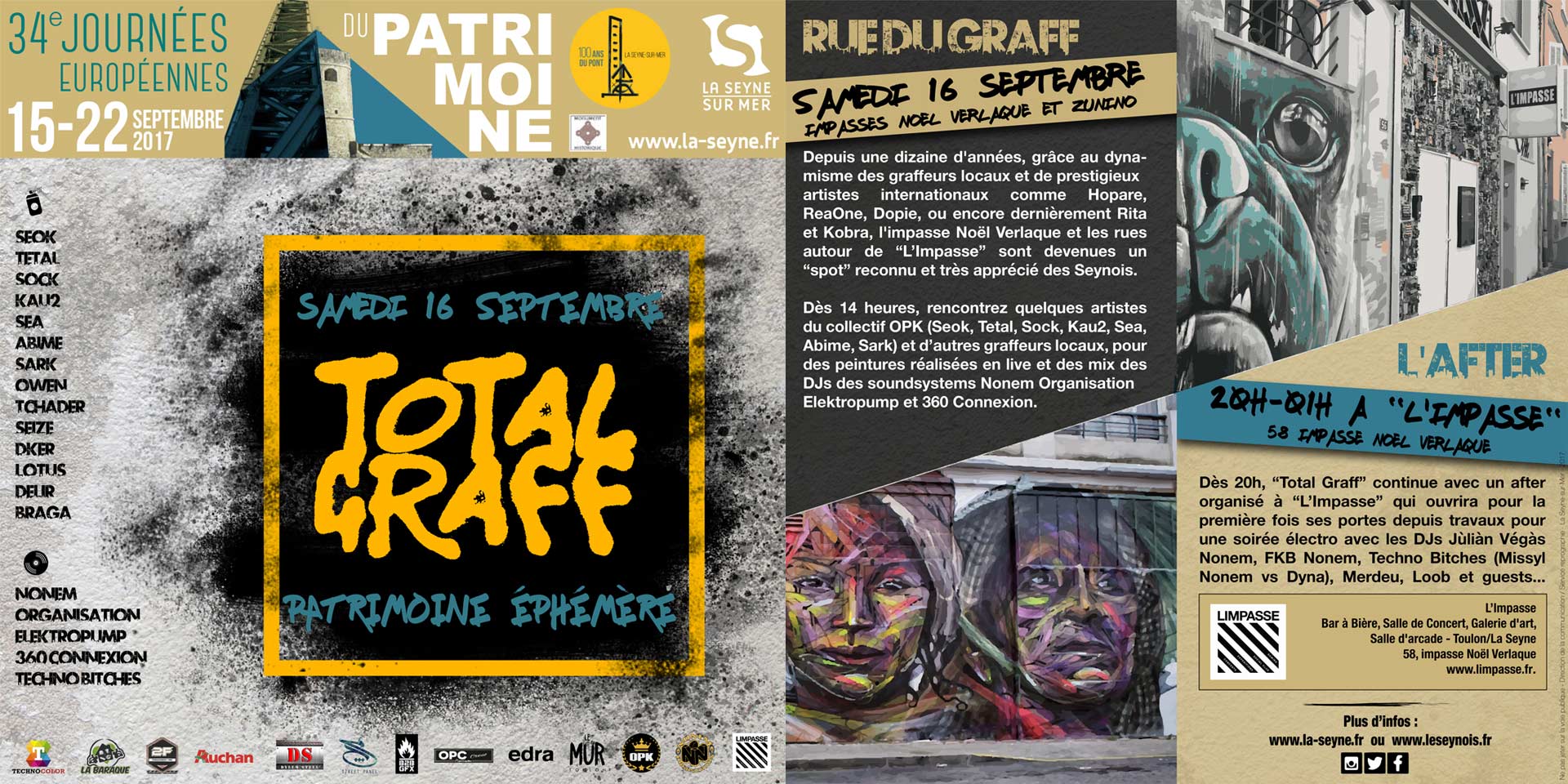 «Total Graff» - le Patrimoine éphémère - Samedi 16 Septembre 2017