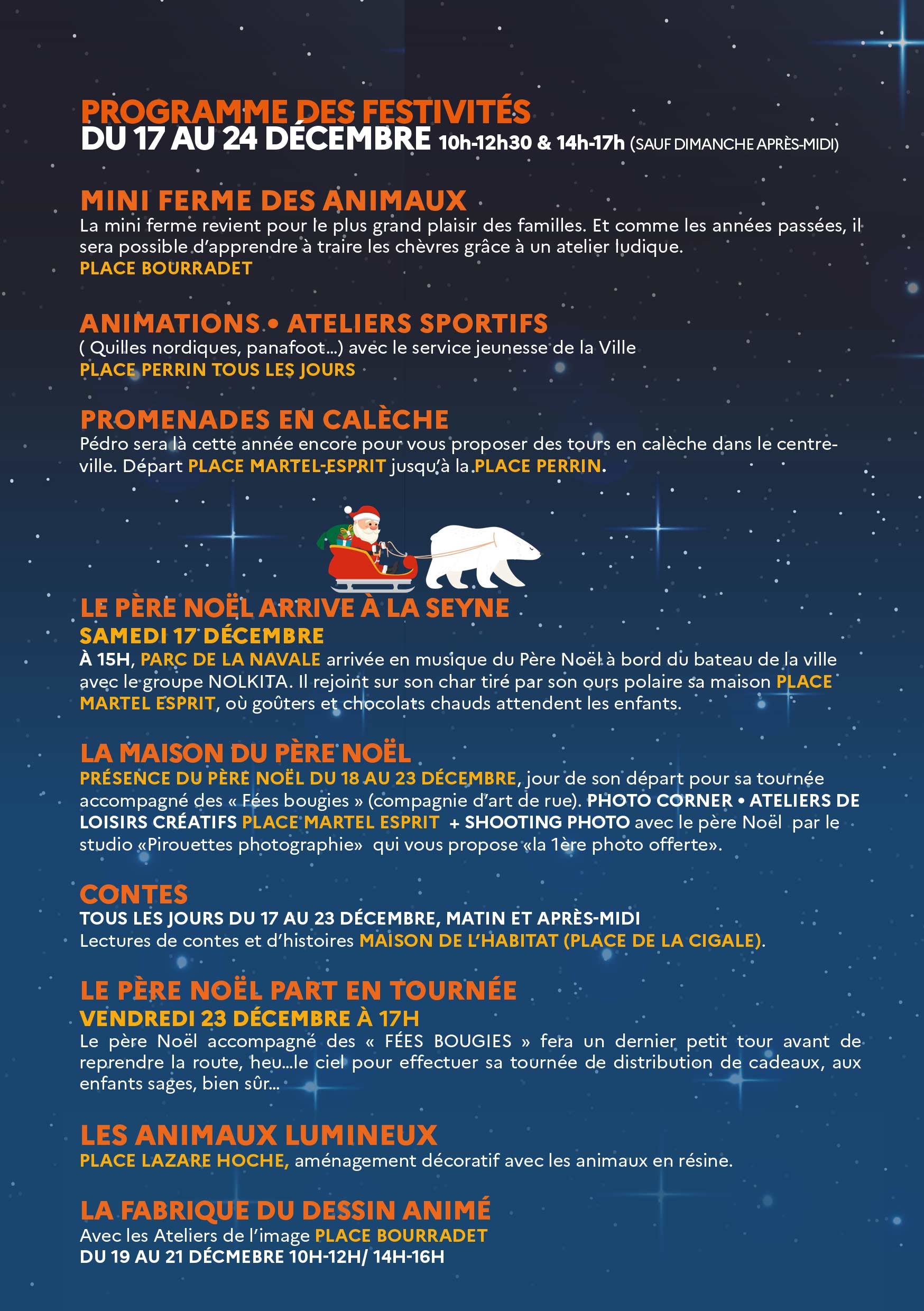 Le Programme de Noel 2022 du 17 au 24 Décembre à La Seyne sur Mer