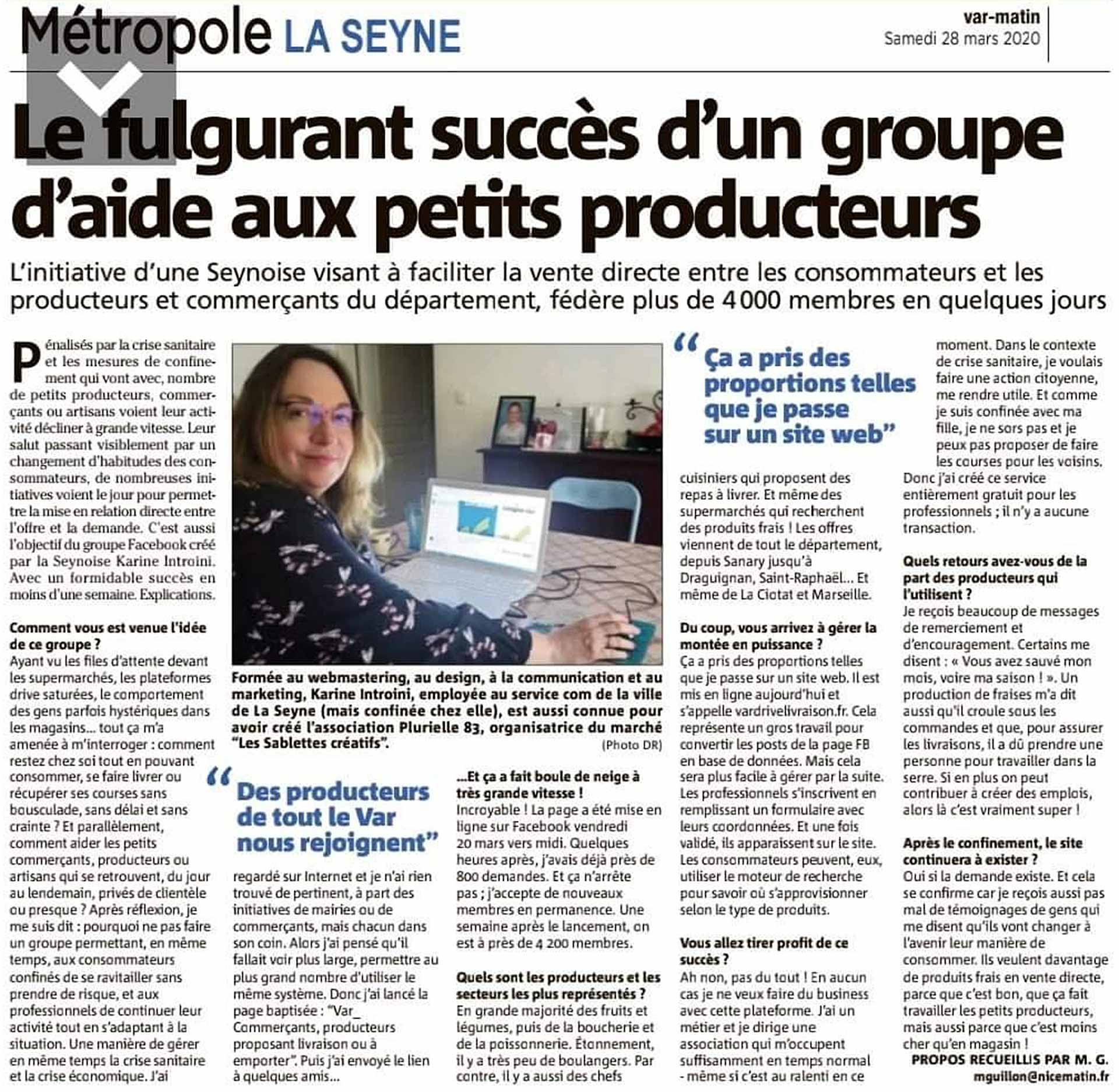Karine Introini - Une Page Facebook: "Var _ Commerçants, Producteurs proposant Livraison ou à emporter" Karine Introini - Une Page Facebook: "Var _ Commerçants, Producteurs proposant Livraison ou à emporter"